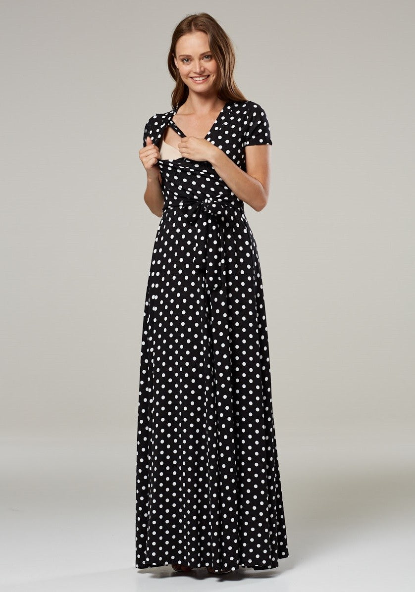 Maternity Nursing Summer Maxi Dress in Dots