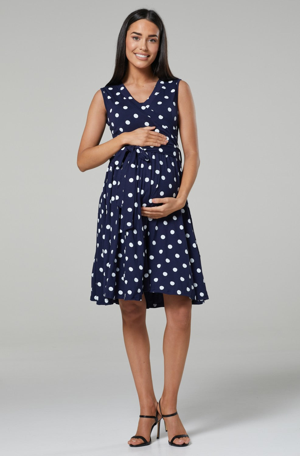 Maternity Nursing Wrap Summer Dress in Dots