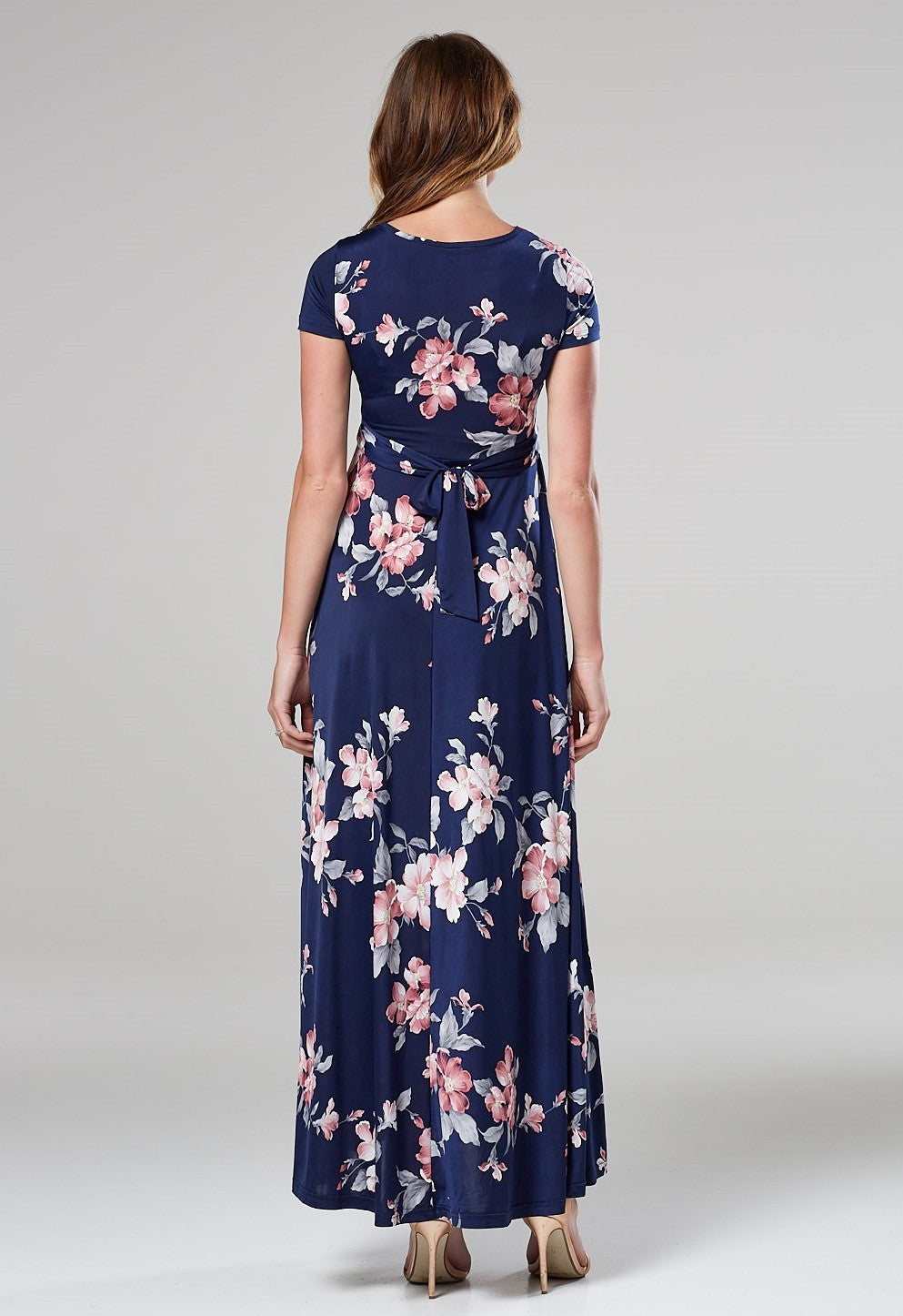 Maternity Nursing Maxi Wrap Dress in Flower Print