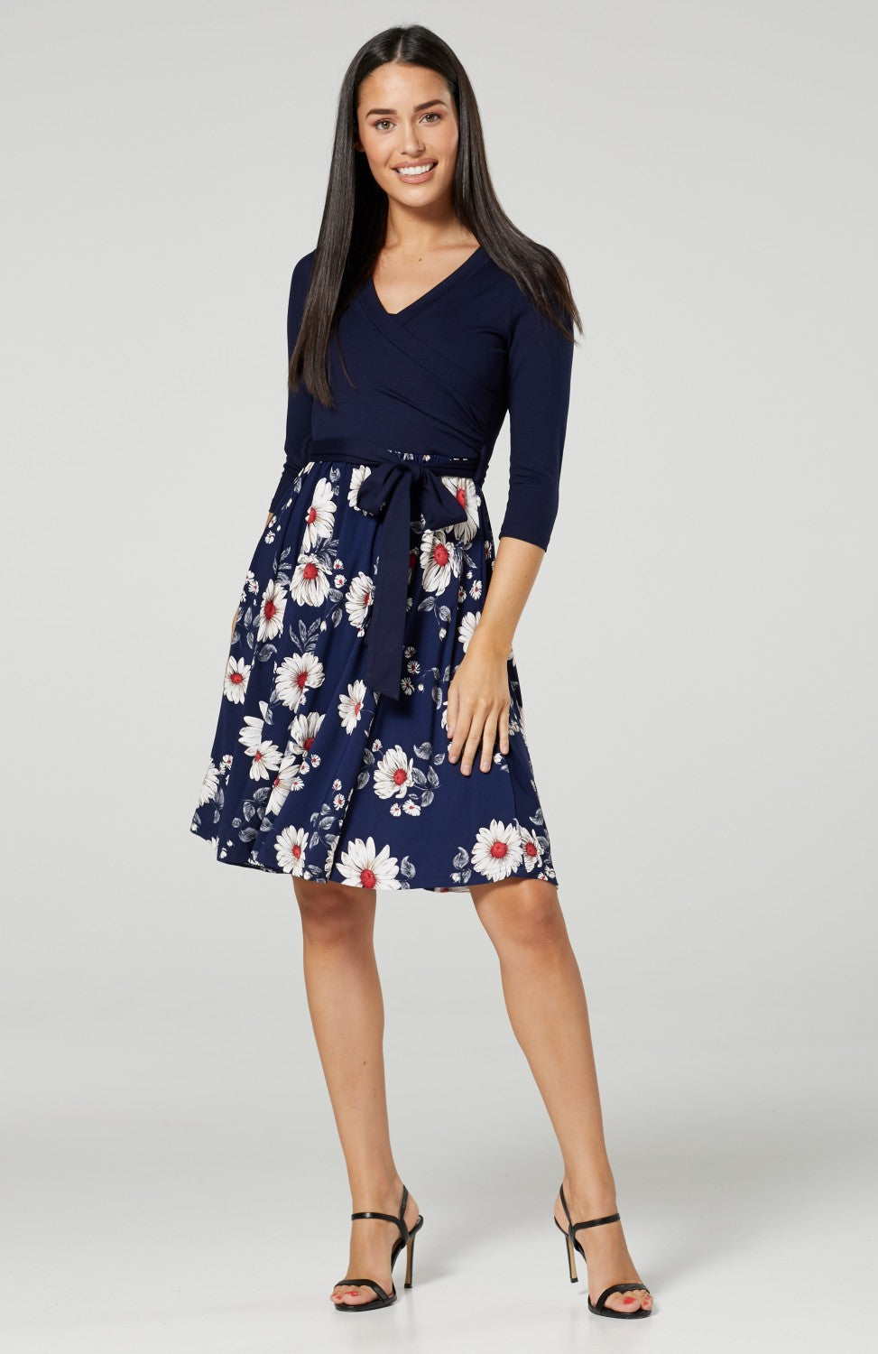 Maternity Wrap Nursing Dress in Flower Print