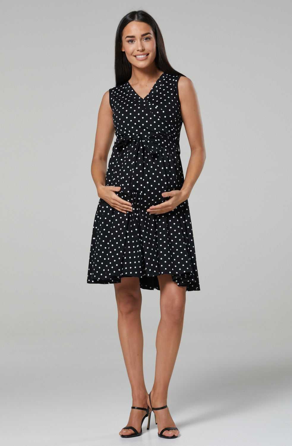 Maternity Nursing Wrap Summer Dress in Dots