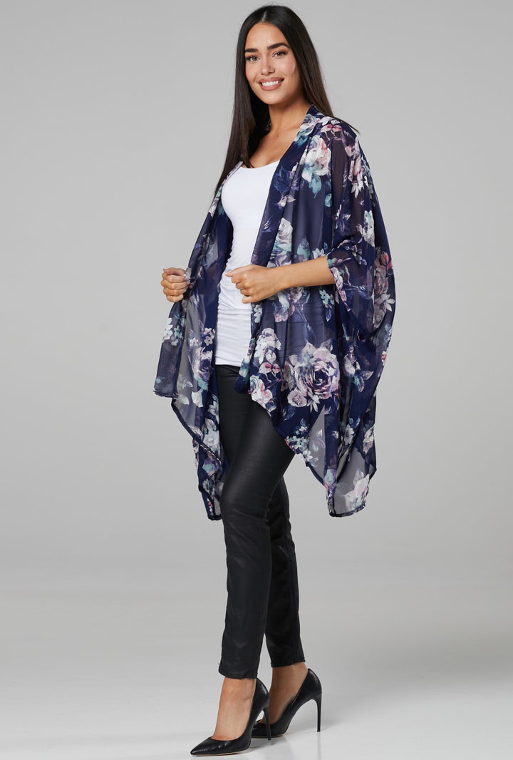 Floral Sheer Cover Up Chiffon Kimono