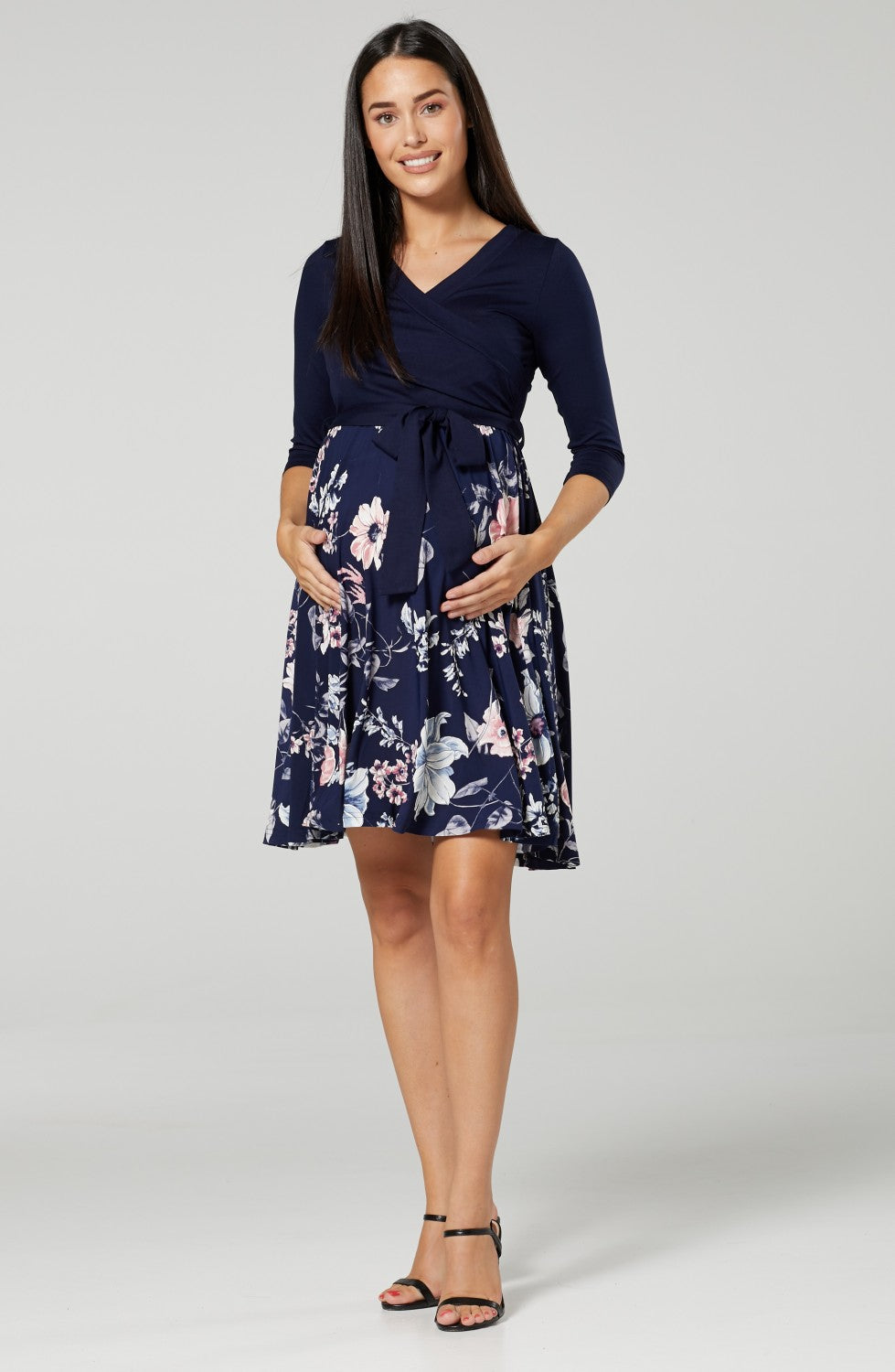 Maternity Wrap Nursing Dress in Flower Print