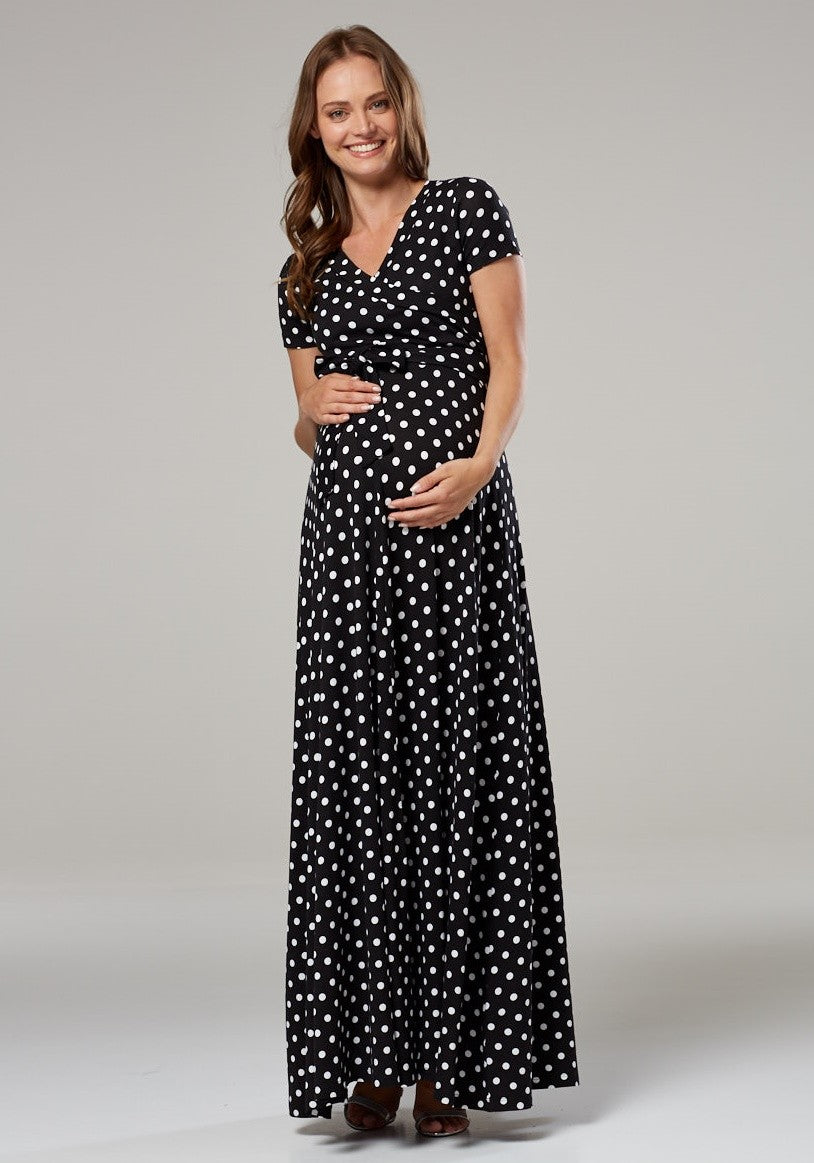 Maternity Nursing Summer Maxi Dress in Dots