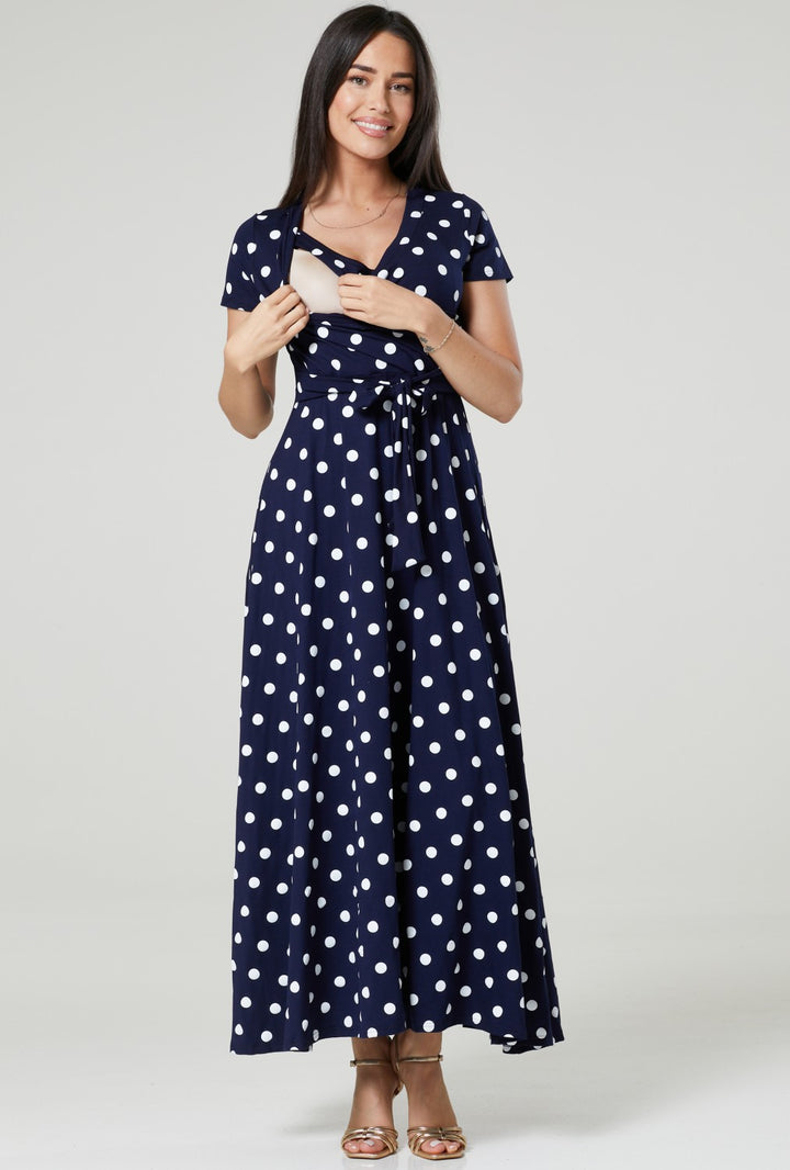 Maternity Nursing Summer Maxi Dress in Dots