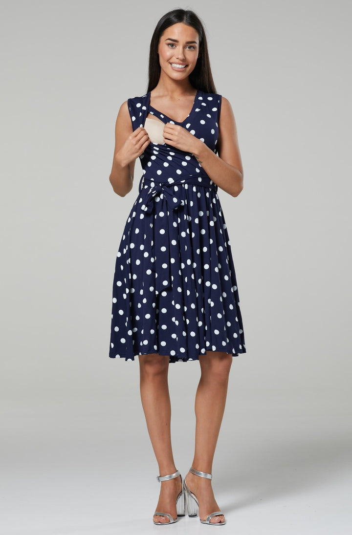 Maternity Nursing Wrap Summer Dress in Dots