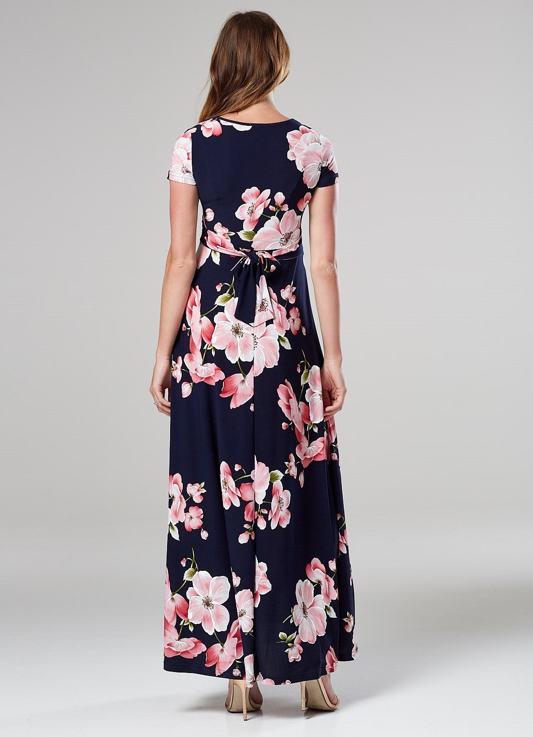 Maternity Nursing Maxi Wrap Dress in Flower Print