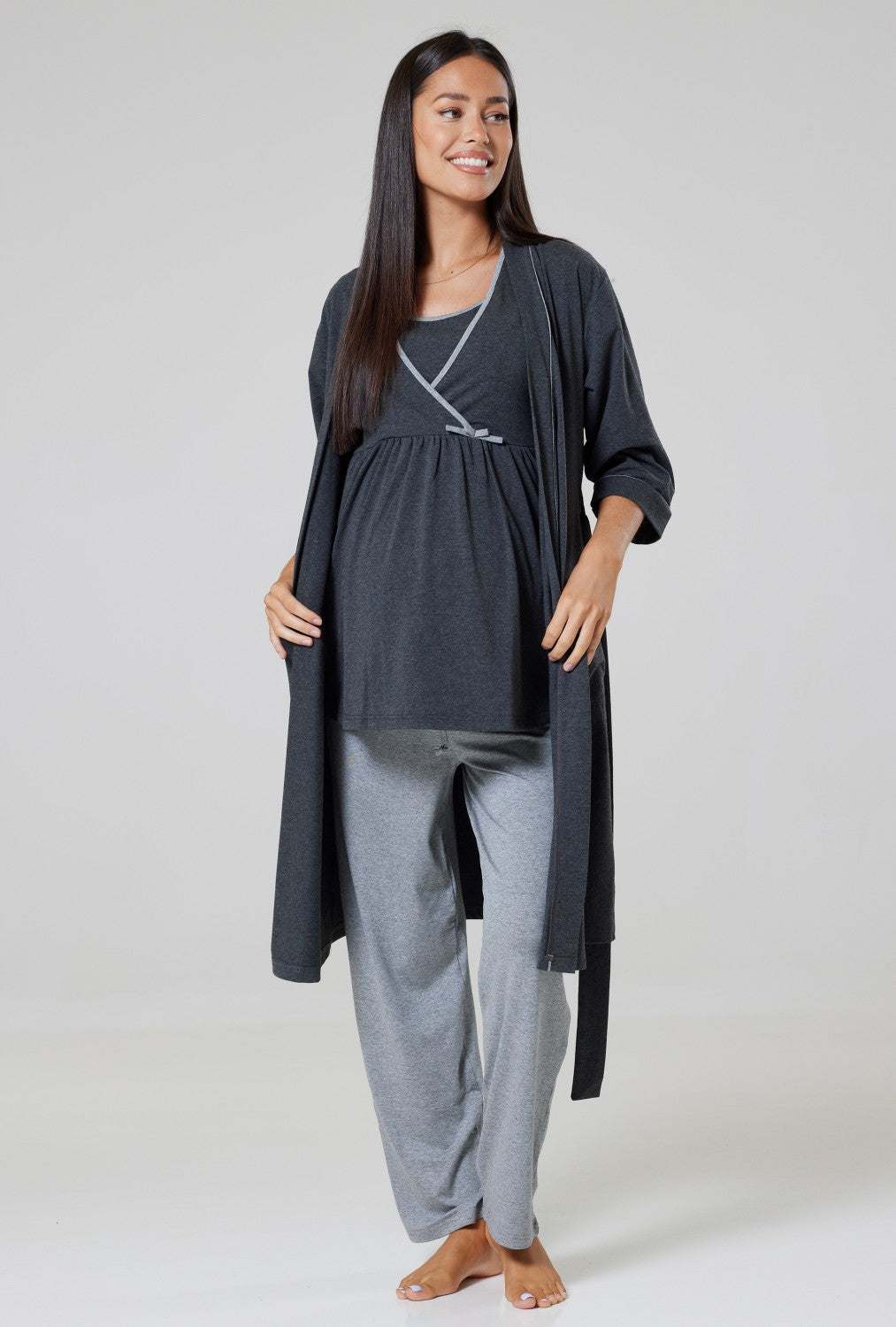 Maternity Nursing Nightwear Set: Pyjamas & Dressing Gown