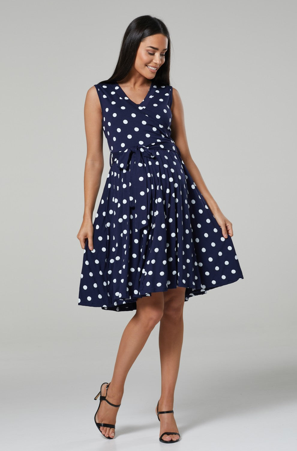 Maternity Nursing Wrap Summer Dress in Dots