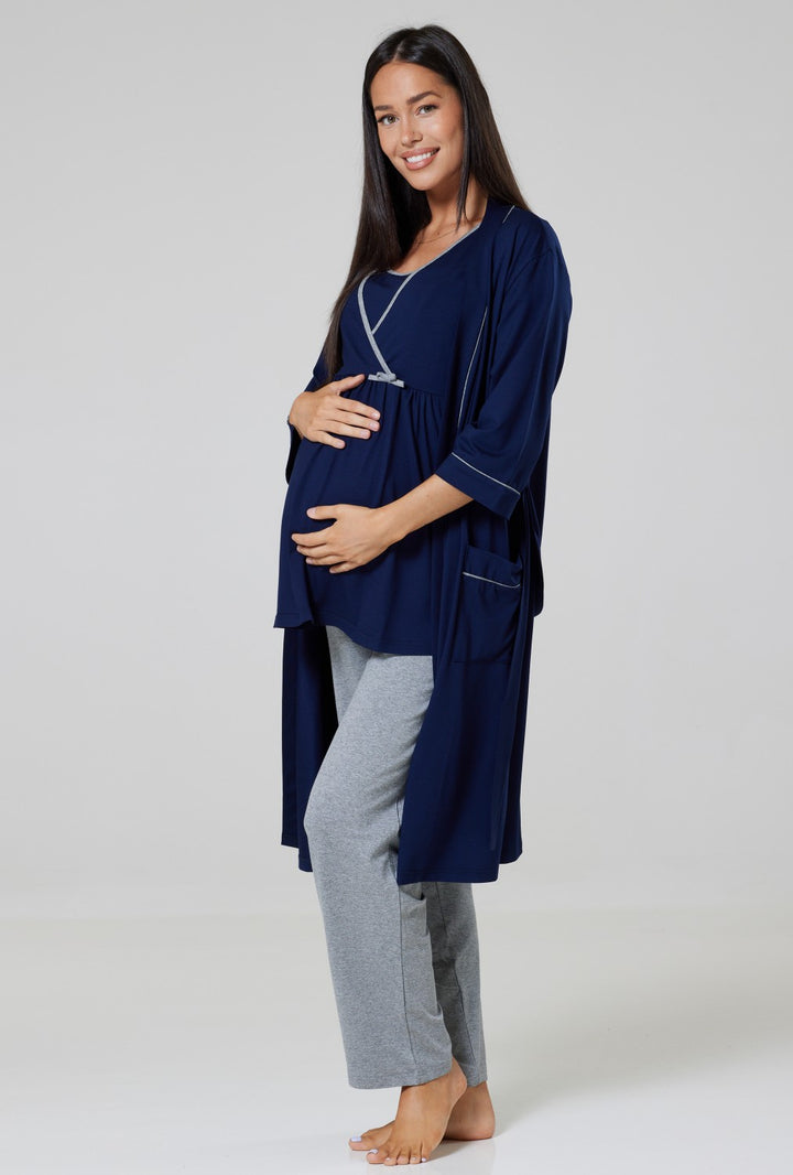 Maternity Nursing Nightwear Set: Pyjamas & Dressing Gown