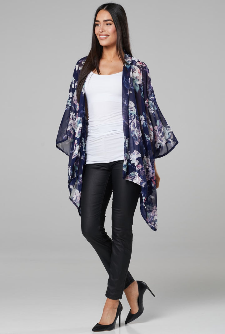 Floral Sheer Cover Up Chiffon Kimono