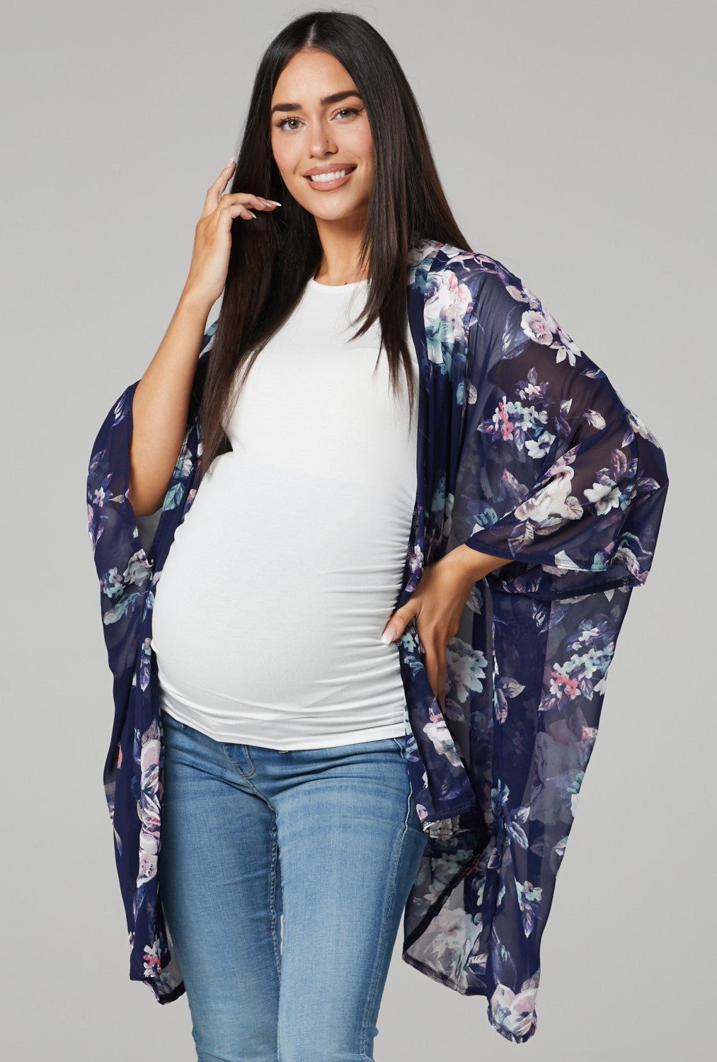 Floral Sheer Cover Up Chiffon Kimono