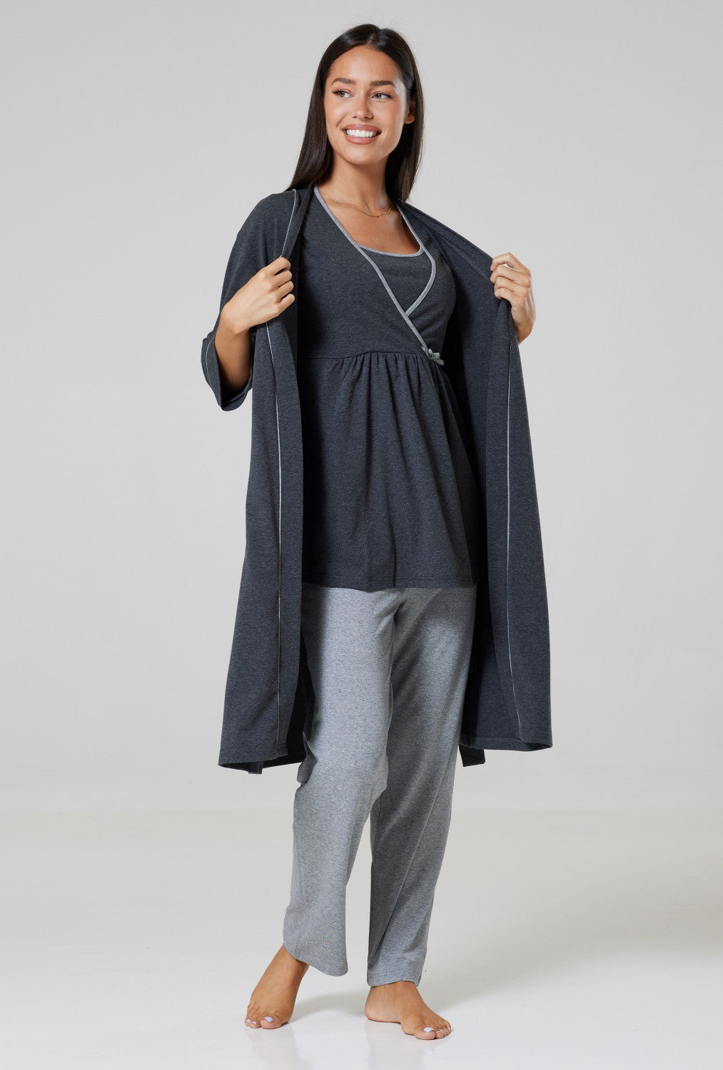 Maternity Nursing Nightwear Set: Pyjamas & Dressing Gown