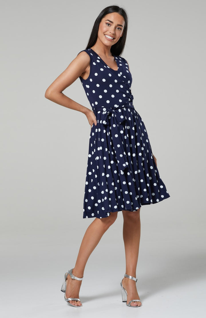 Maternity Nursing Wrap Summer Dress in Dots