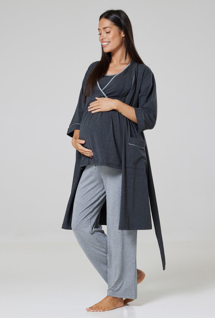 Maternity Nursing Nightwear Set: Pyjamas & Dressing Gown