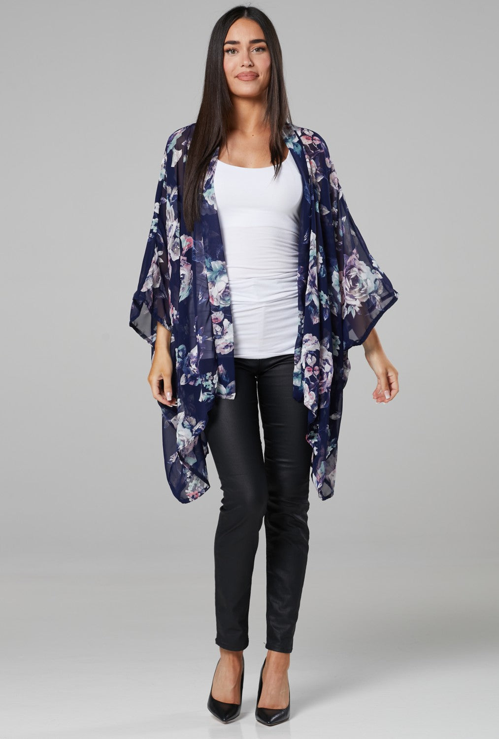 Floral Sheer Cover Up Chiffon Kimono