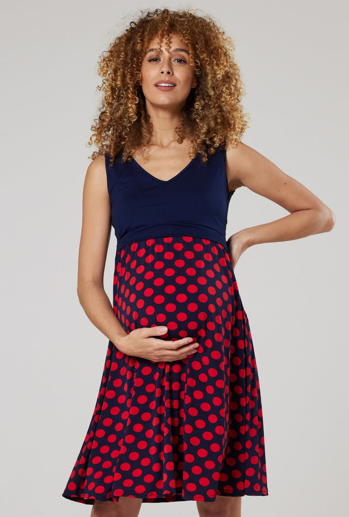 Maternity Summer Nursing Dress in Big Dots