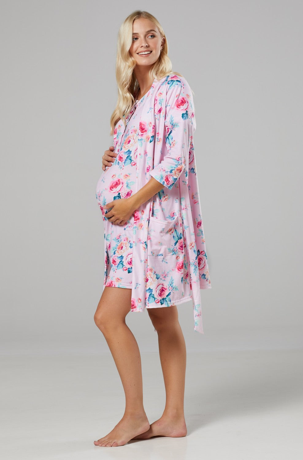 Snapklik.com : Women Maternity Nursing Gown And Robe Set 3 In 1 Labor  Delivery Nursing Nightgown For Breastfeeding Hospital Bathrobe