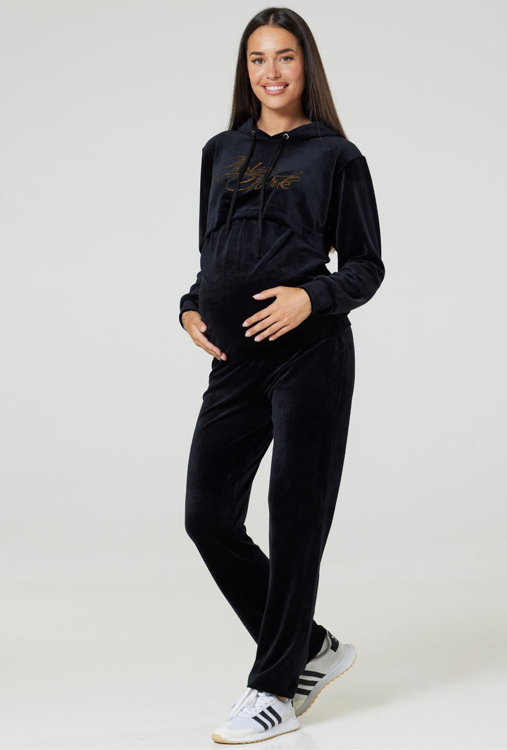 Maternity Bling Velour Hoodie Tracksuit