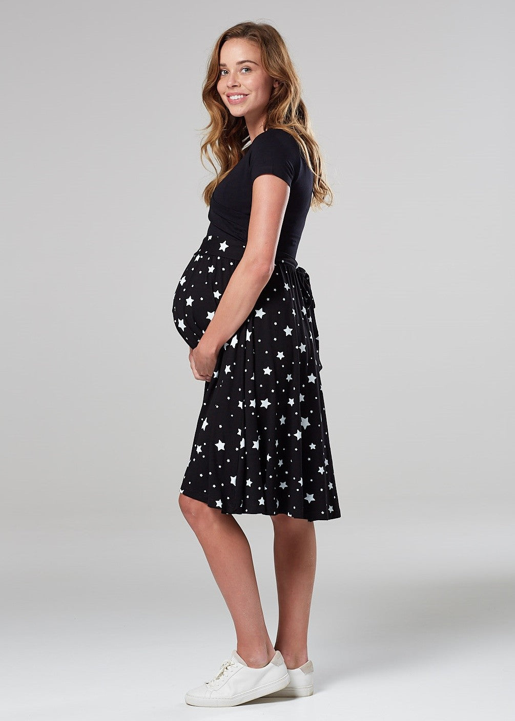 Maternity & Nursing Printed Wrap Dress Short Sleeve