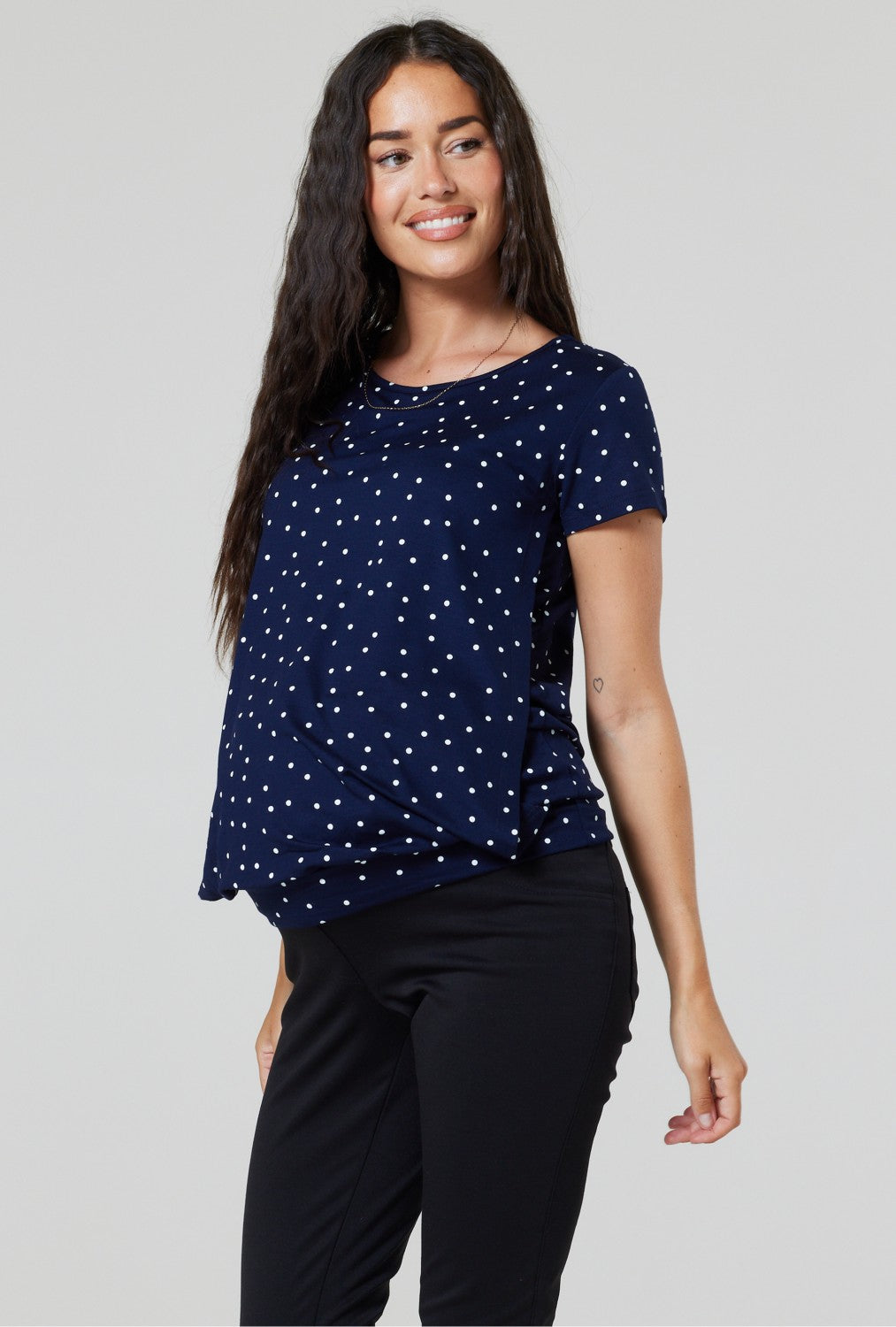 Maternity T-shirt Nursing Layered Top Short Sleeves