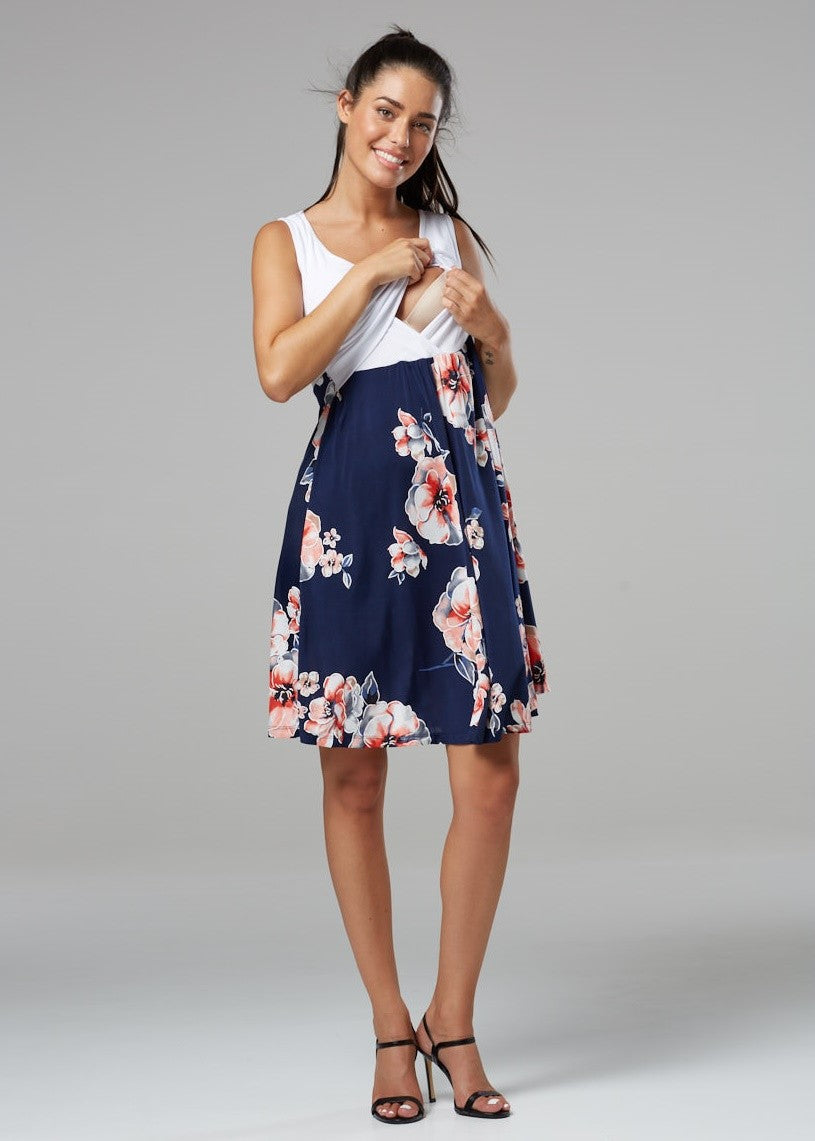 Maternity & Nursing Flower Print Summer Dress