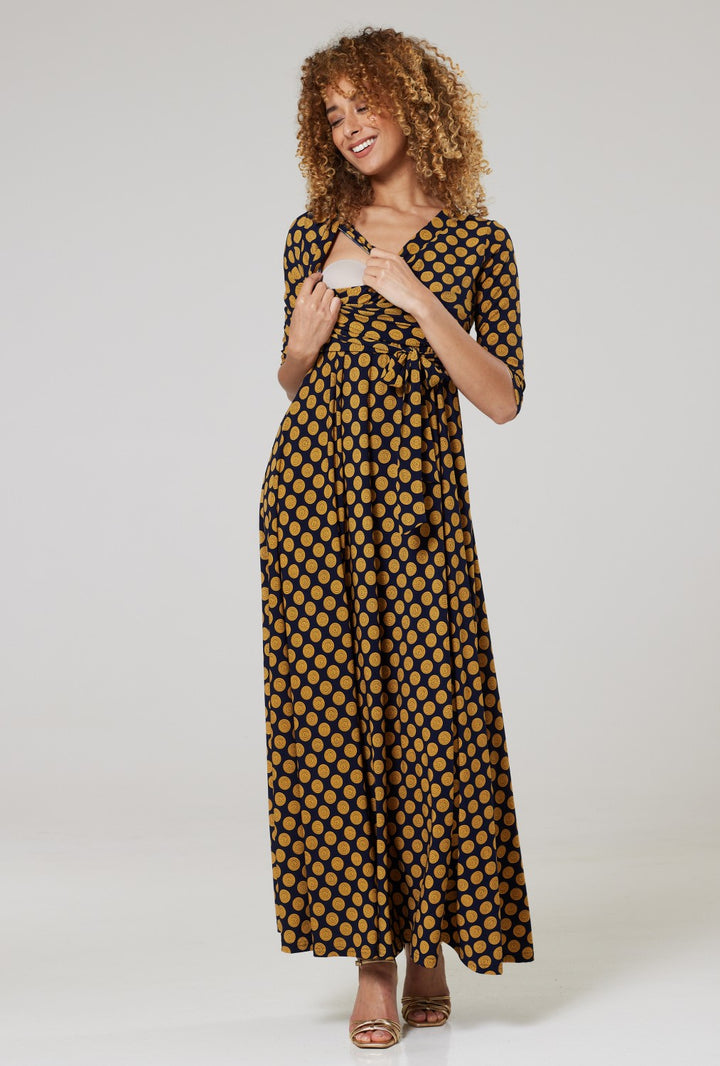 Maternity & Nursing Wrap Maxi Dress Printed