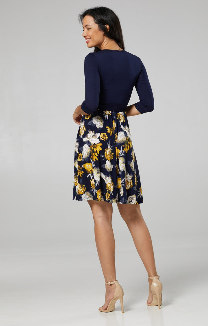 Maternity Wrap Nursing Dress in Flower Print