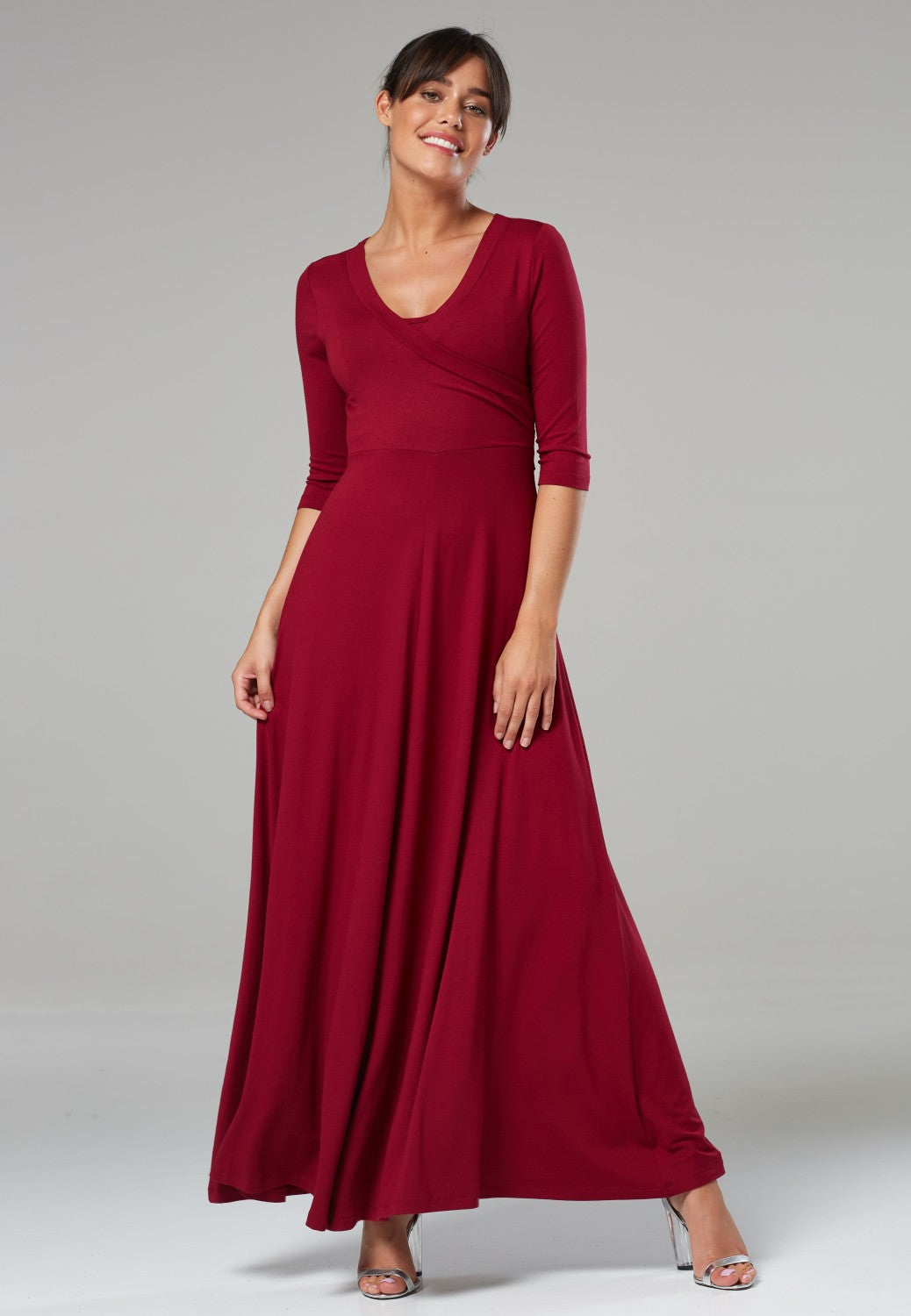 Maternity Empire Wrap Maxi Nursing Dress