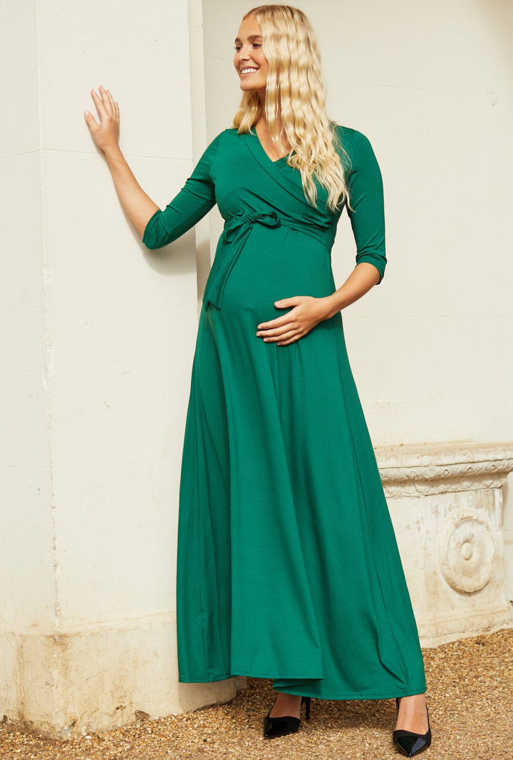 Maternity Empire Wrap Maxi Nursing Dress