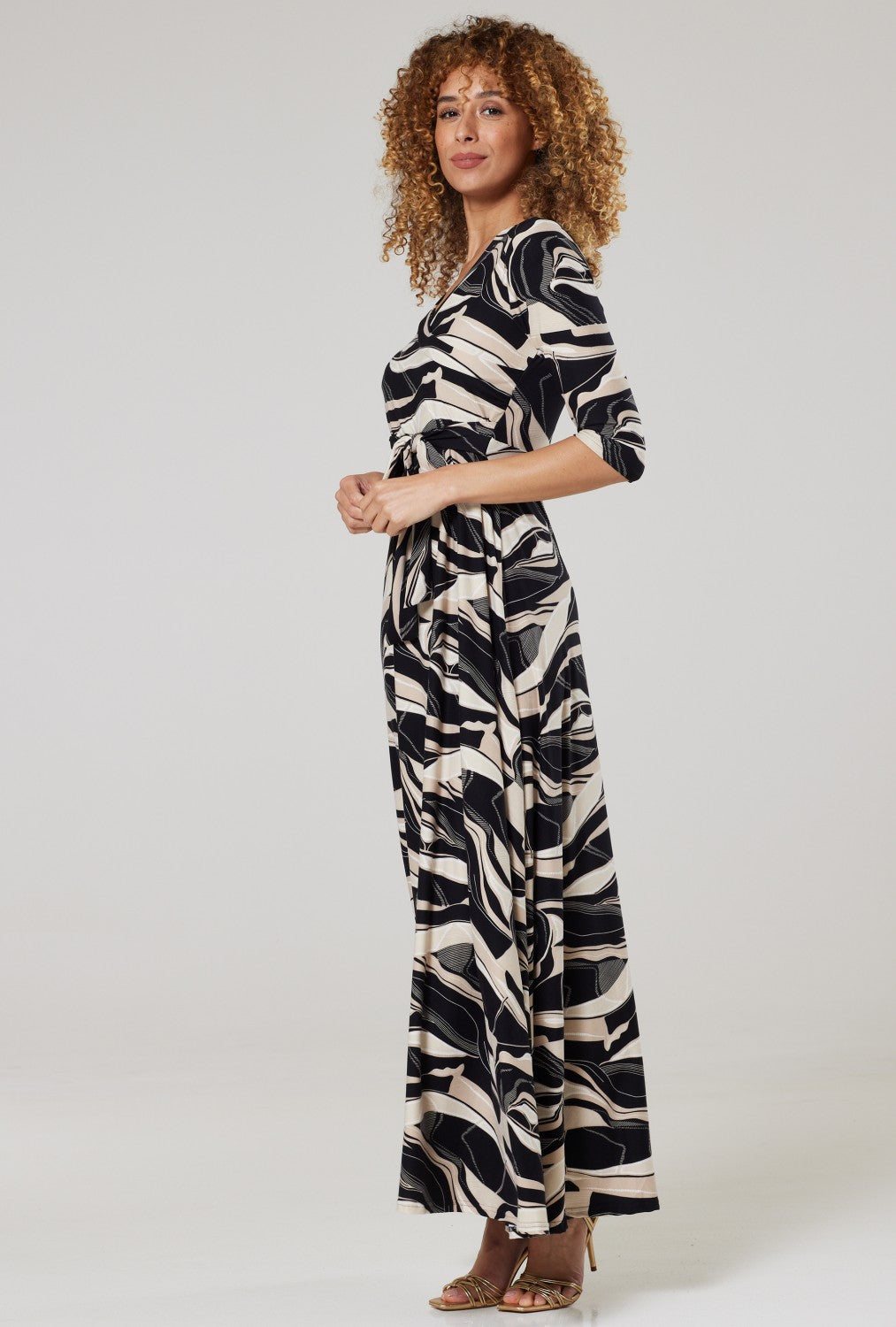 Maternity & Nursing Wrap Maxi Dress Printed