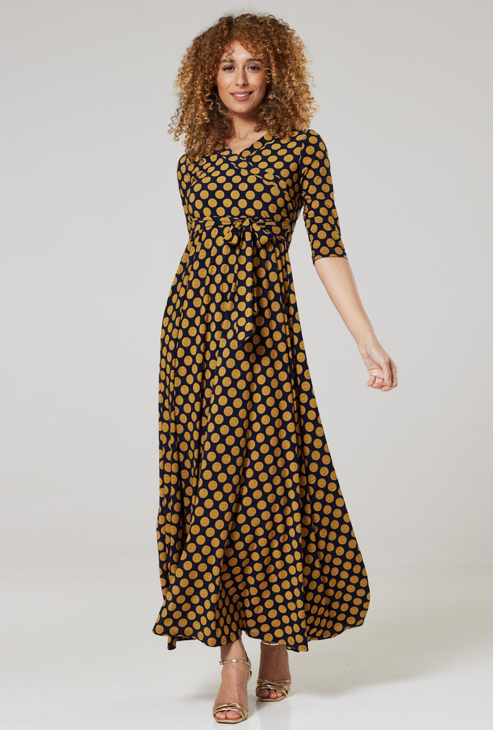 Maternity & Nursing Wrap Maxi Dress Printed