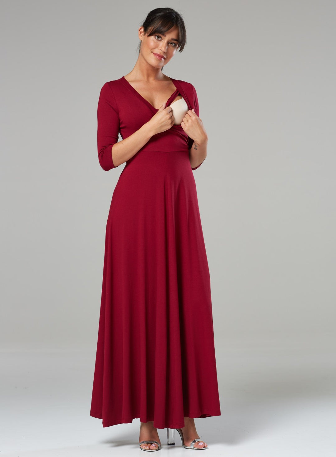 Maternity Empire Wrap Maxi Nursing Dress