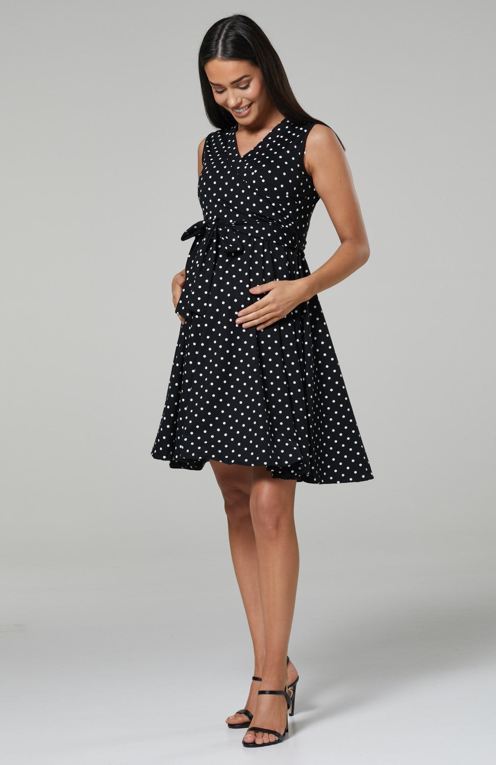Maternity Nursing Wrap Summer Dress in Dots