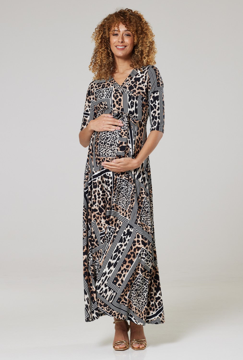 Maternity & Nursing Wrap Maxi Dress Printed