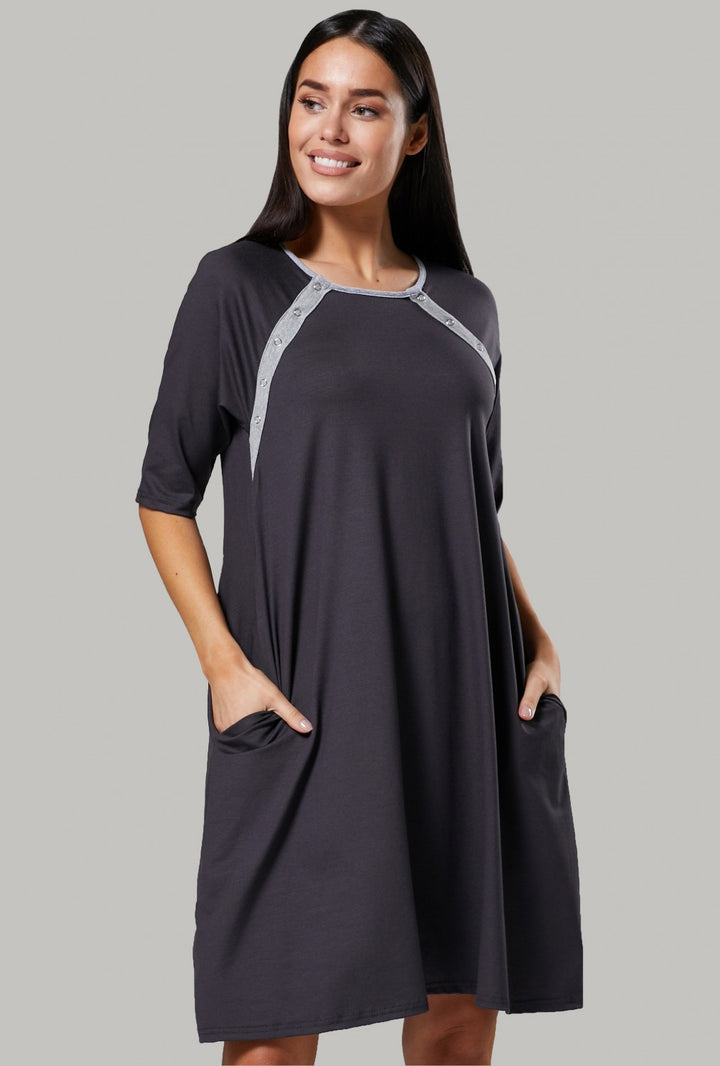 Maternity Nursing Buttoned Gown