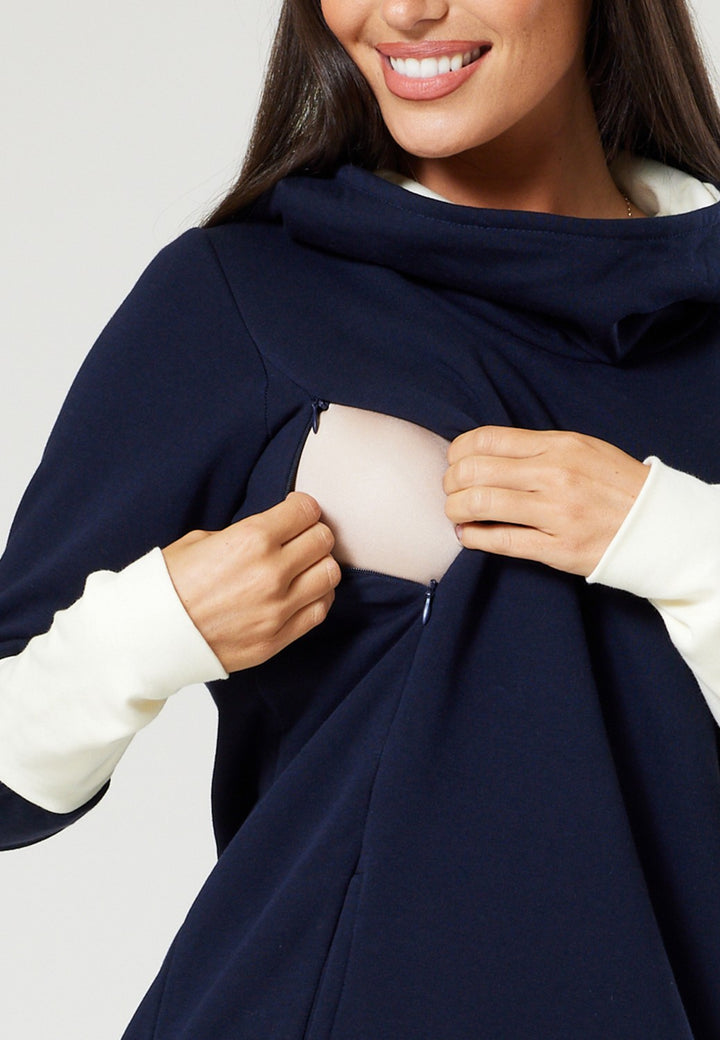 Maternity Nursing Hoodie Invisible Zips for Discreet Breastfeeding