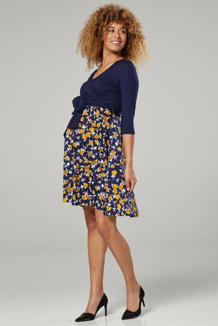 Maternity Wrap Nursing Dress in Flower Print