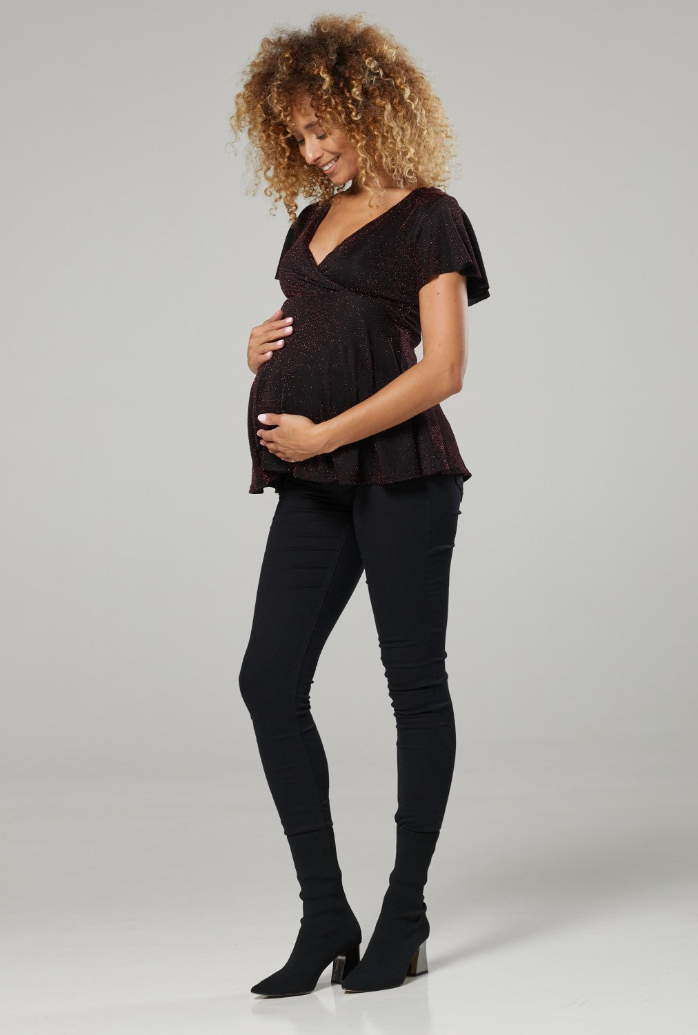 Women's Maternity Nursing Glitter Top