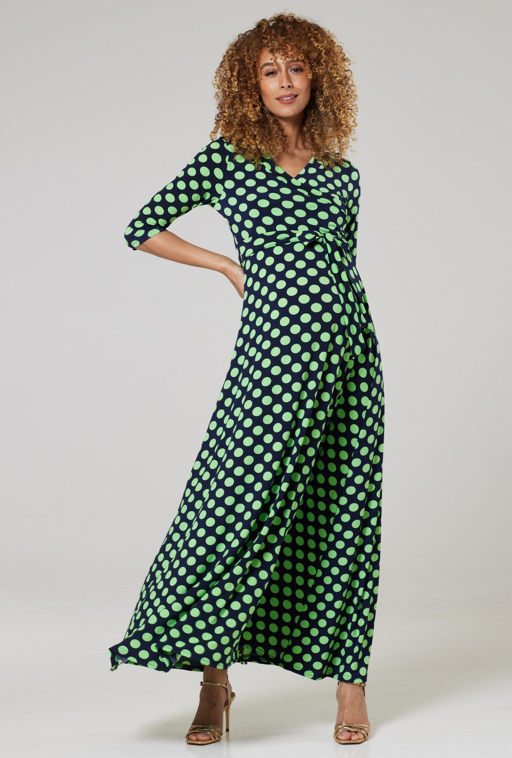 Maternity & Nursing Wrap Maxi Dress Printed