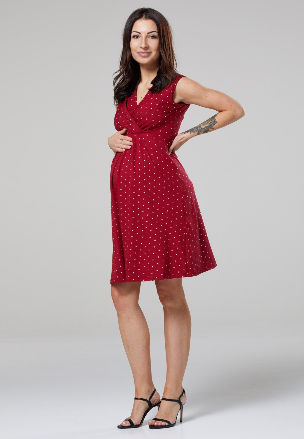 Maternity Sleeveless Printed Nursing Dress