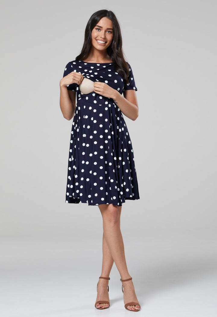 Maternity Summer Nursing Dress in Dots