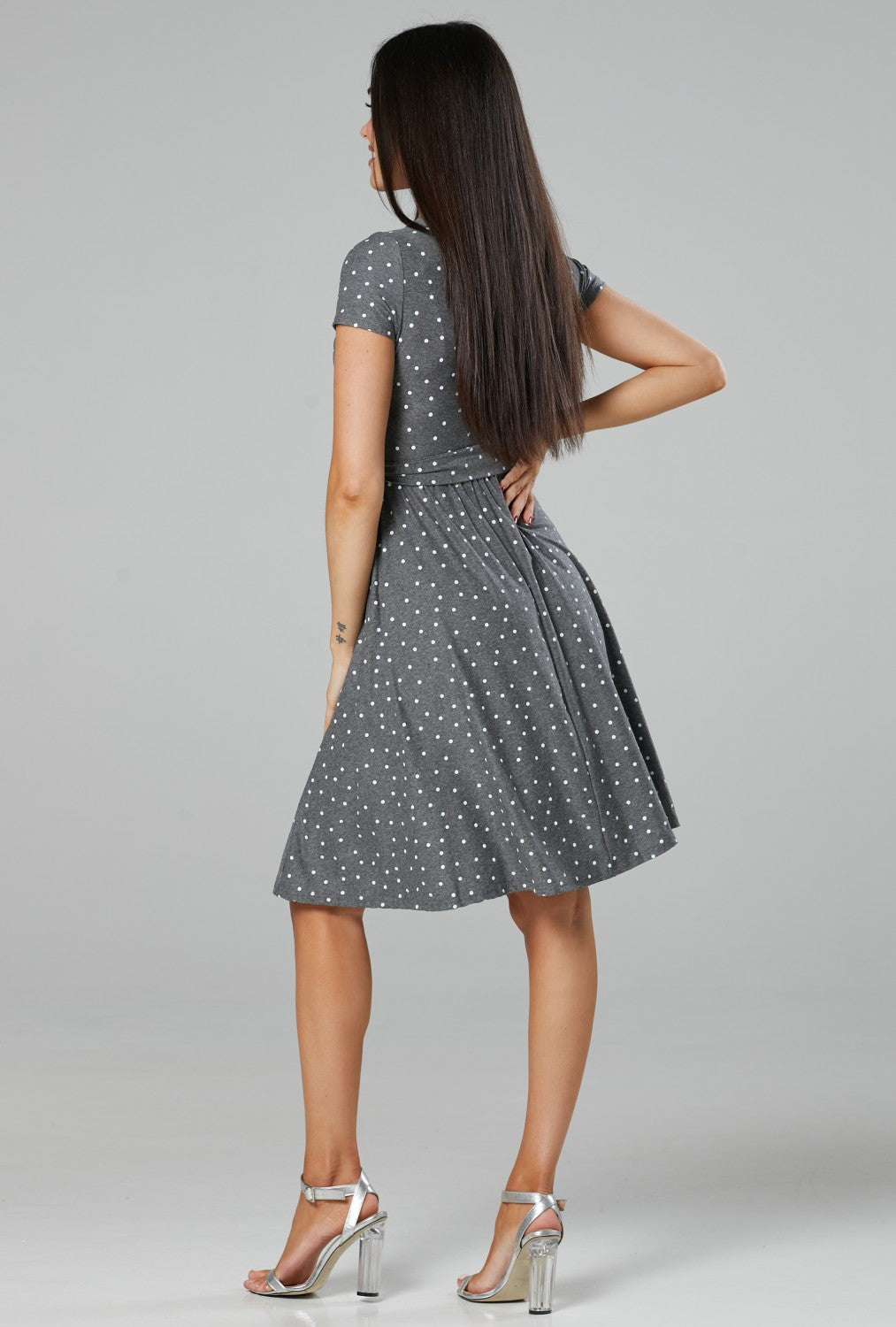 Maternity & Nursing Wrap Dotted Dress Short Sleeve