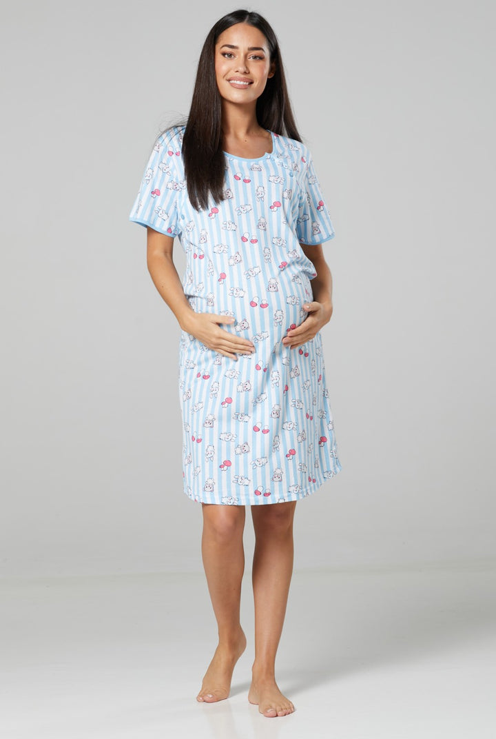 Maternity Cotton Nightwear Set: Robe & Nightdress