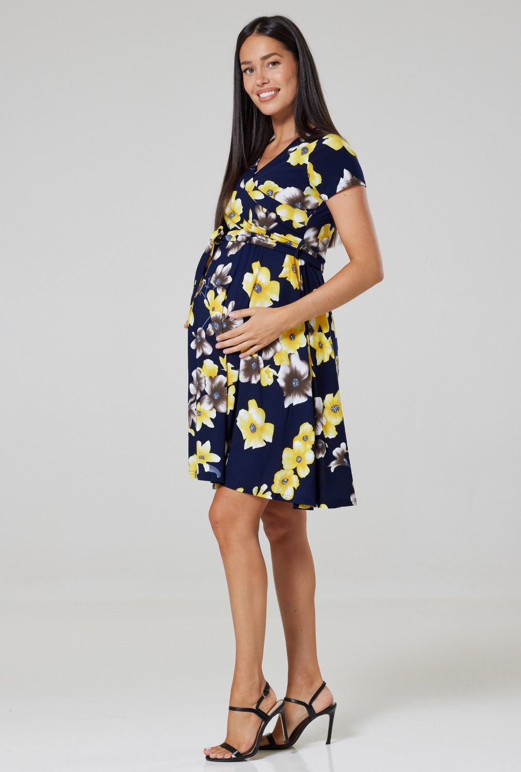 Maternity & Nursing Printed Wrap Dress Short Sleeve