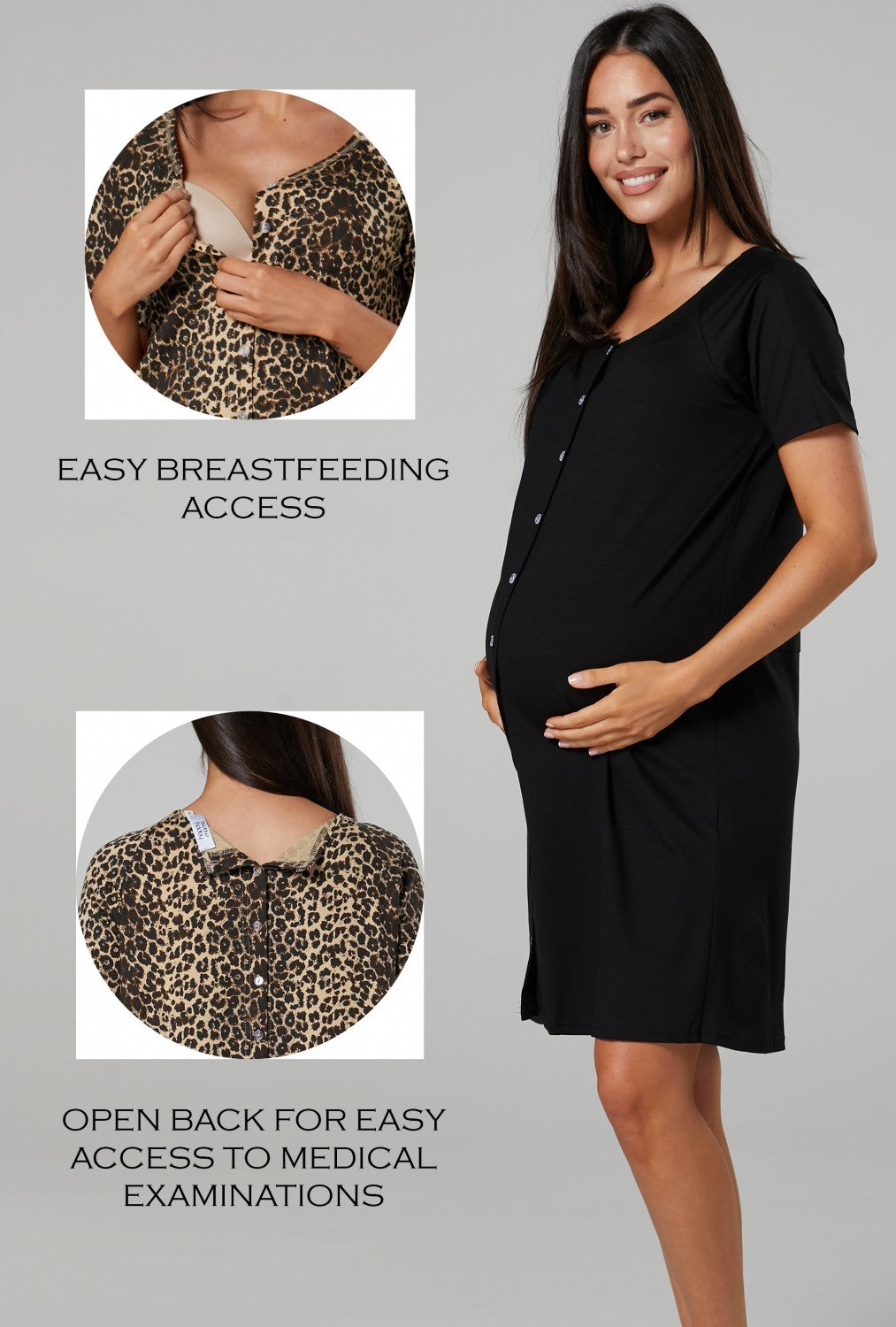 Maternity Nursing Labor Nightdress Hospital Delivery Gown Breastfeeding  Buttons | eBay