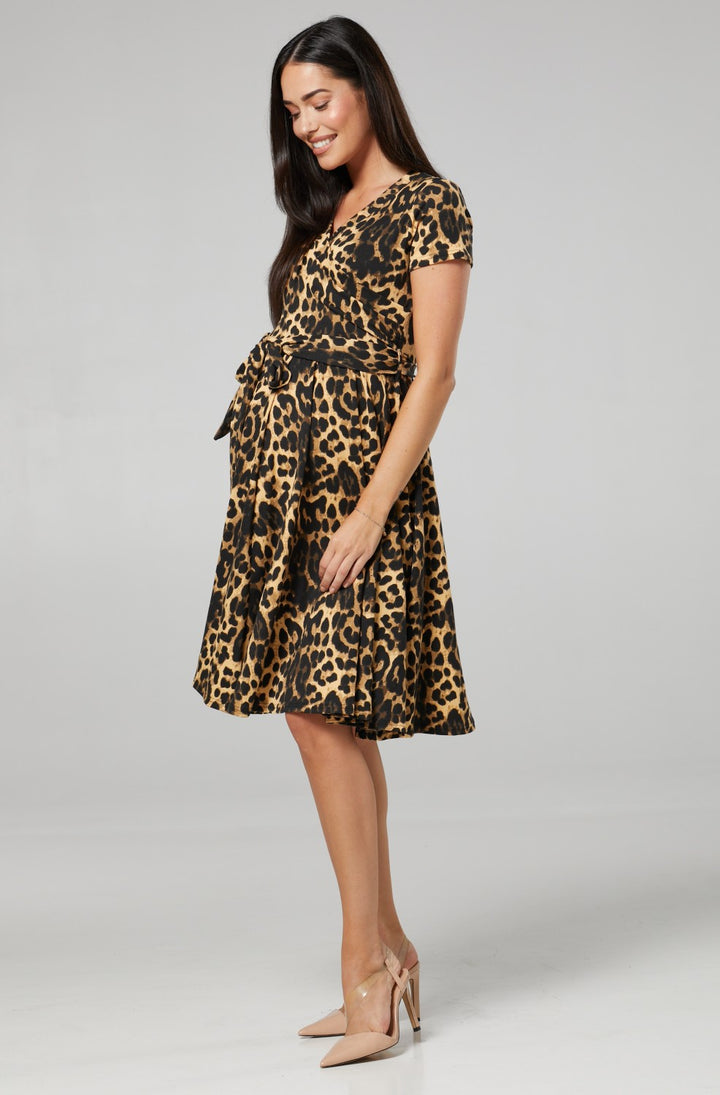 Maternity & Nursing Printed Wrap Dress Short Sleeve