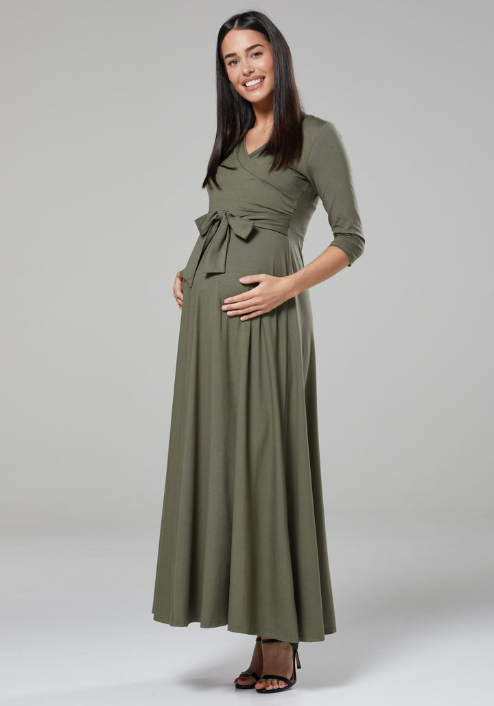 Maternity Empire Wrap Maxi Nursing Dress