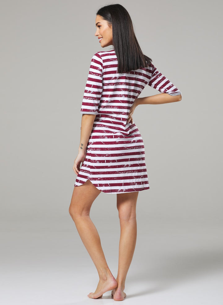 Maternity Nursing Striped Nightshirt