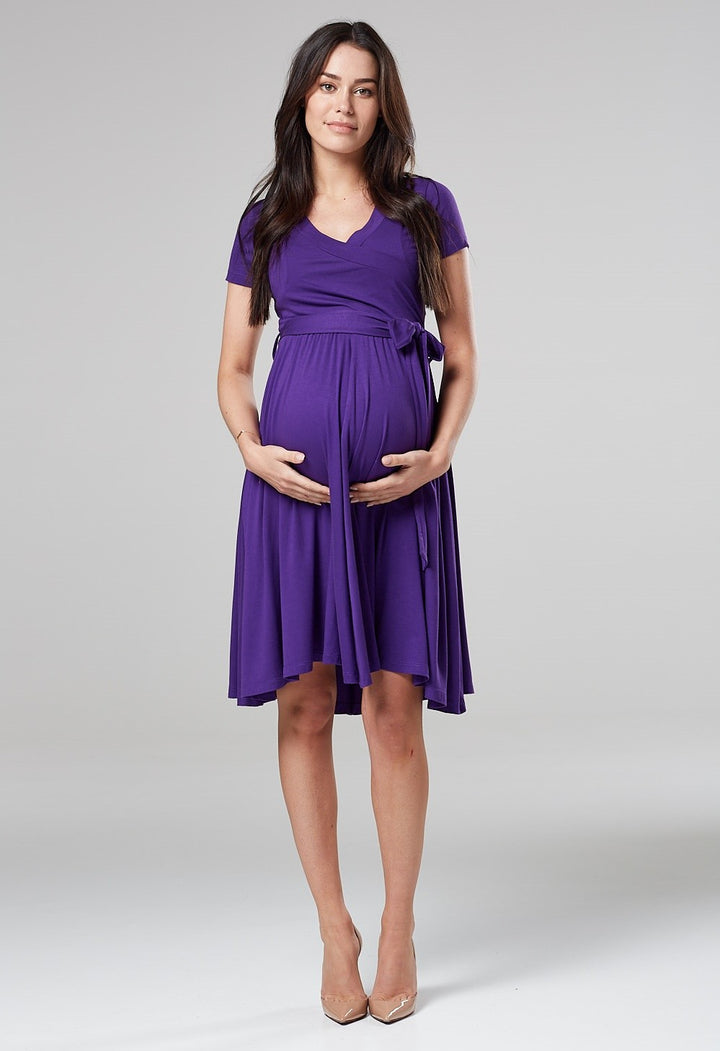 Maternity Wrap Empire Waist Nursing Dress in Jersey